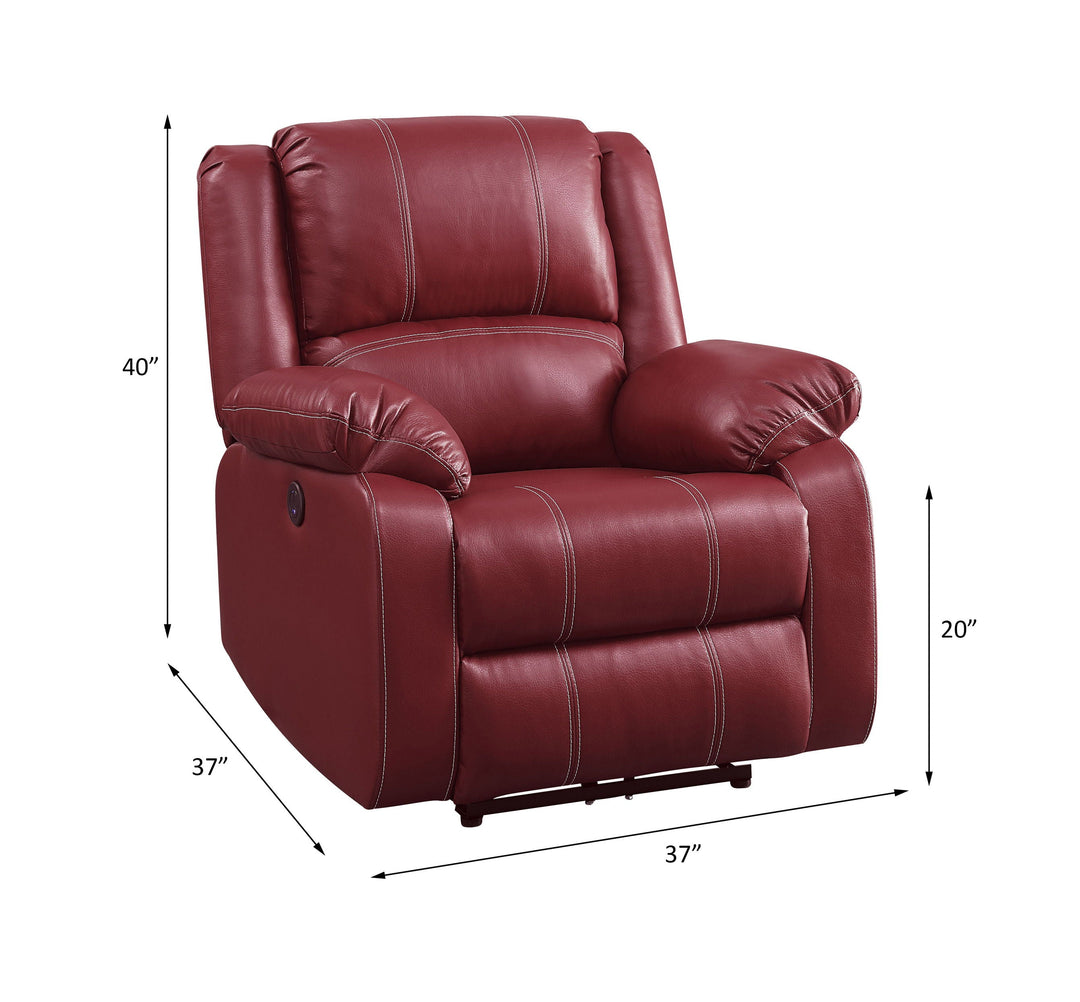 Zuriel - Power Motion Recliner With USB - Red Synthetic Leather