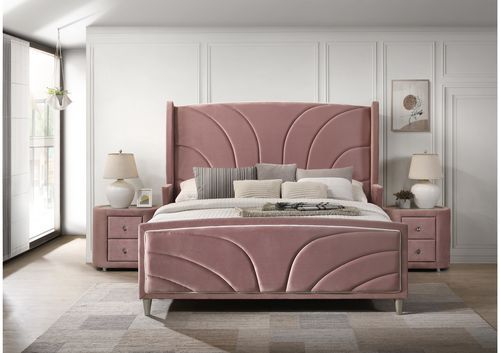 ACME Furniture Salonia Eastern King Bed Pink Velvet