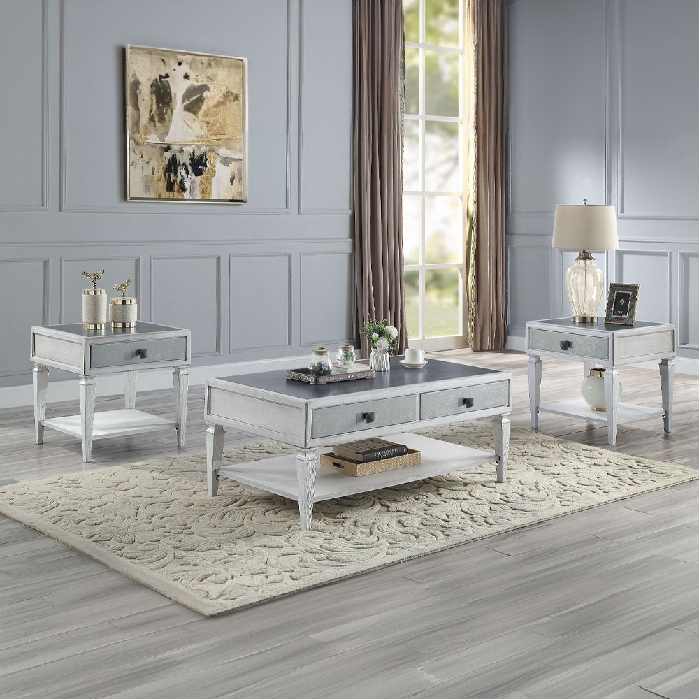 Katia - Coffee Table - Rustic Gray & Weathered White