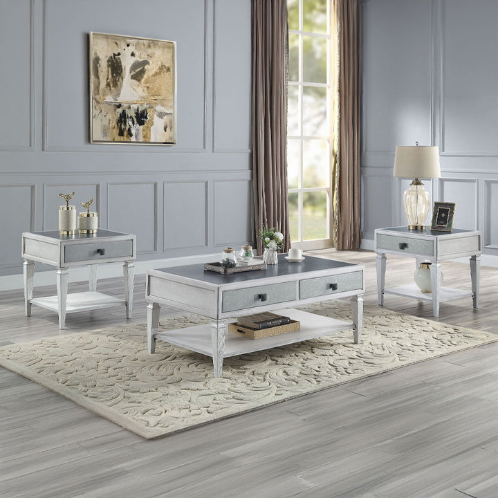 Katia - Coffee Table - Rustic Gray & Weathered White