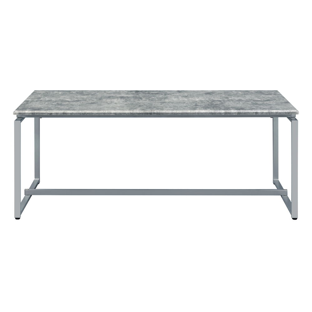 Jurgen - 3 Piece Coffee & End Set - Faux Concrete Top & Silver