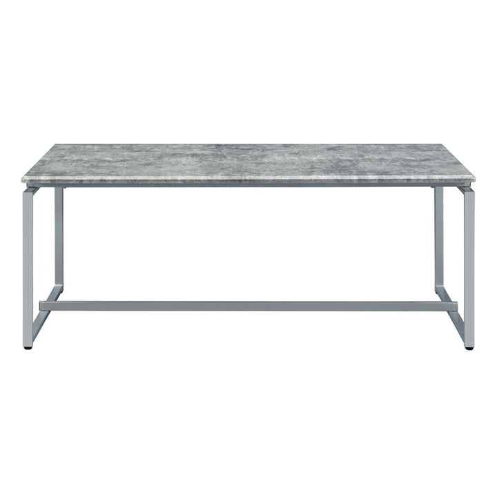 Jurgen - 3 Piece Coffee & End Set - Faux Concrete Top & Silver