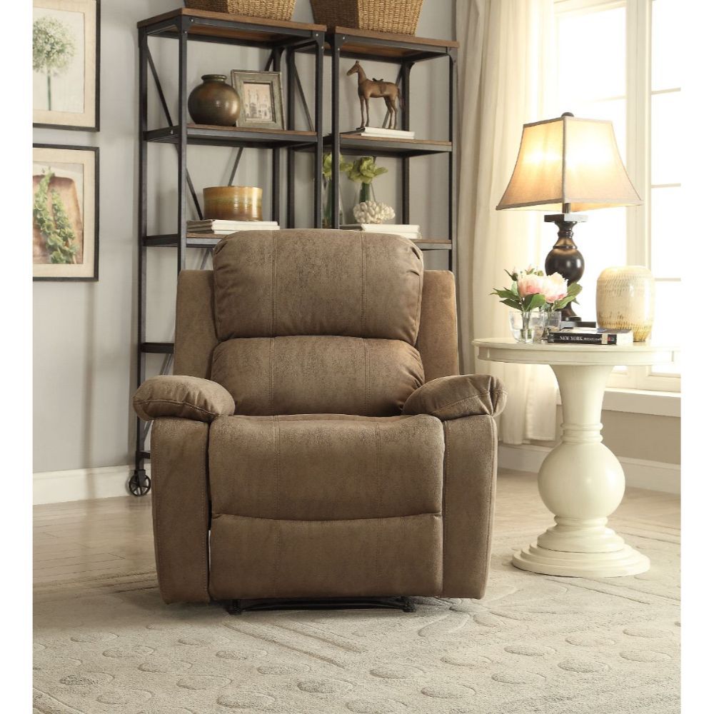 Bina - Motion Recliner - Taupe Polished Microfiber