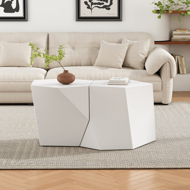 Geometric MgO Nesting Coffee Table Set – White