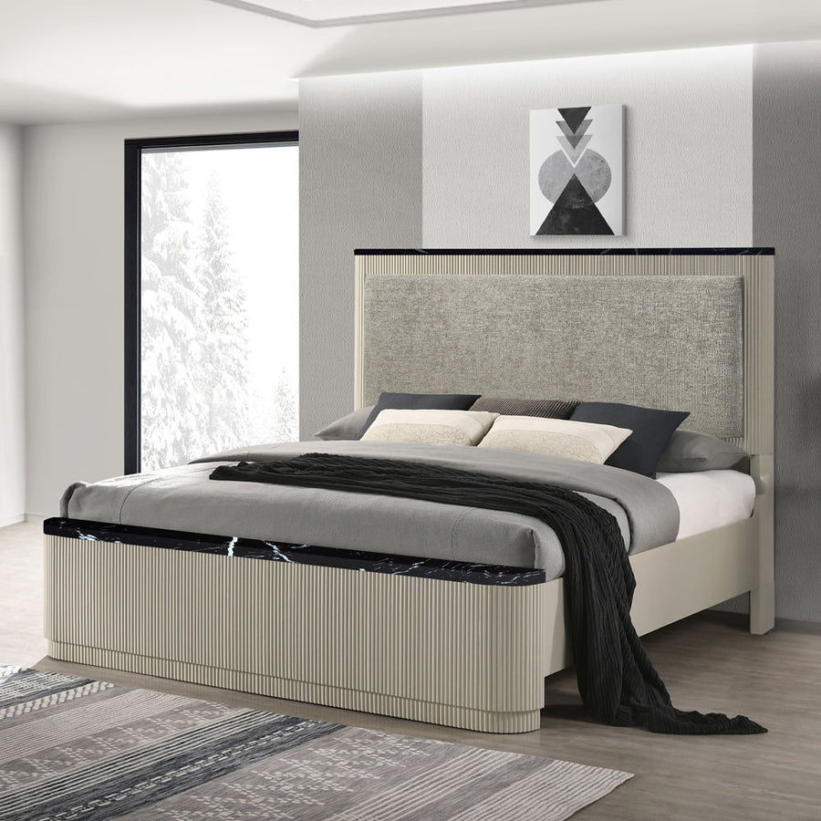 ACME Furniture Travonte Queen Bed Gray / Beige