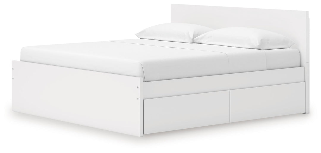 Onita - King Panel Platform Bed With 2 Side Storage - White by Ashley Furniture product image