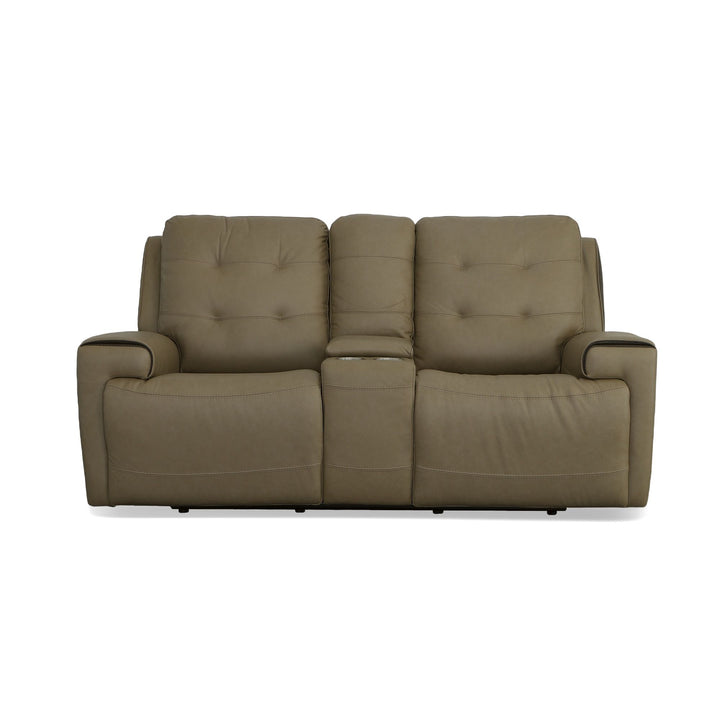 Iris Power Reclining Loveseat With Console &amp; Power Headrests Khaki