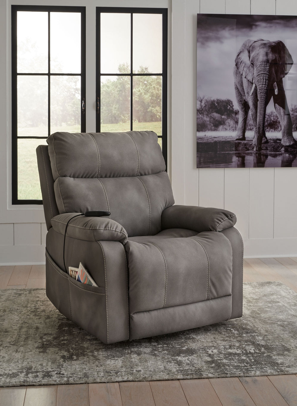 Next-Gen Durapella Power Lift Recliner with Dual Motors & Faux Leather Upholstery - Gray