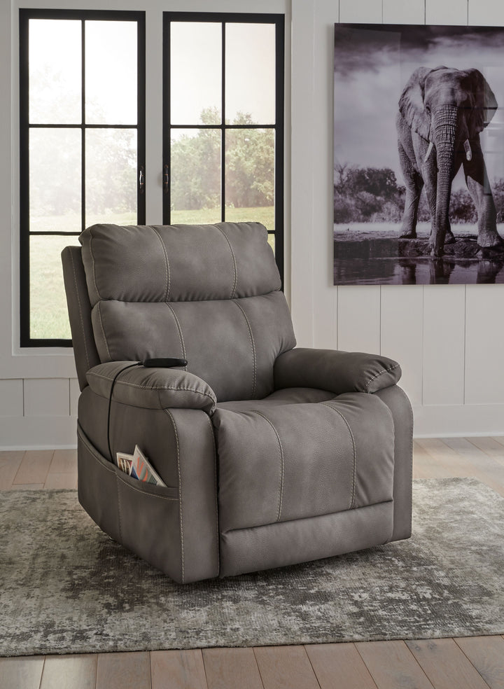 Next-Gen Durapella Power Lift Recliner with Dual Motors & Faux Leather Upholstery - Gray