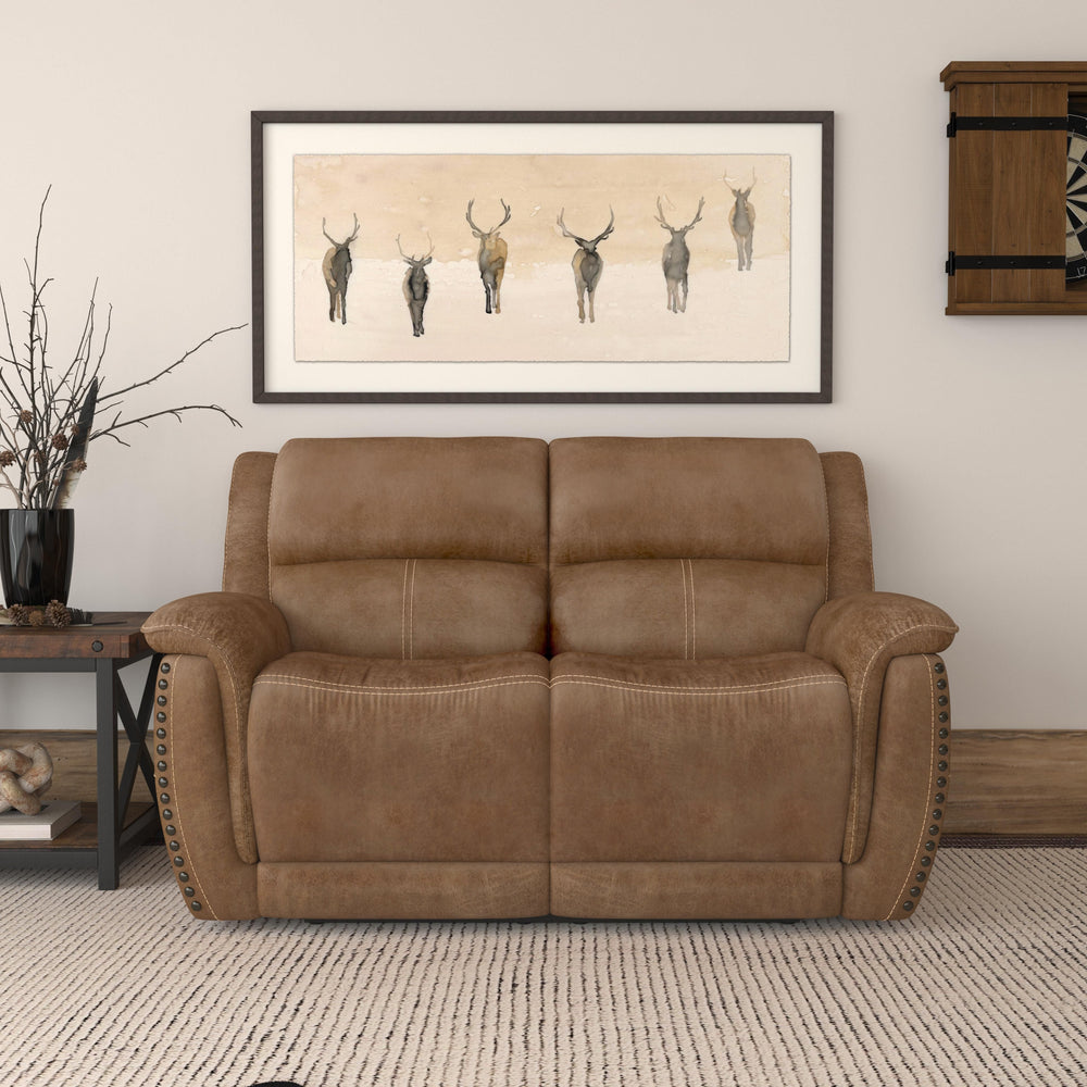 Beau Fabric Power Reclining Loveseat with Power Headrests in Silt
