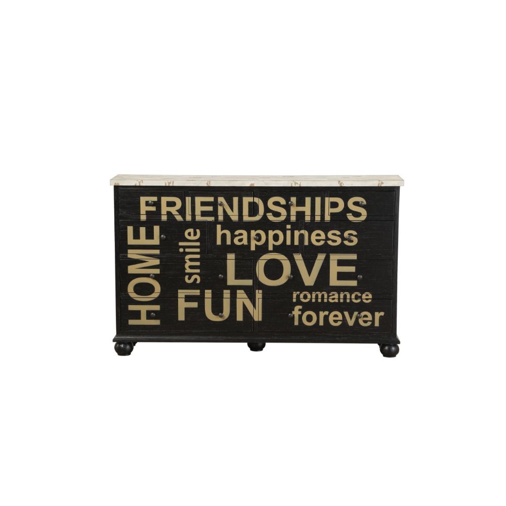 Arwin - Accent Table - Antique Black & White Washed