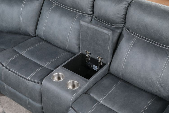 Dollum - Motion Sectional Sofa - Two Tone Gray Velvet