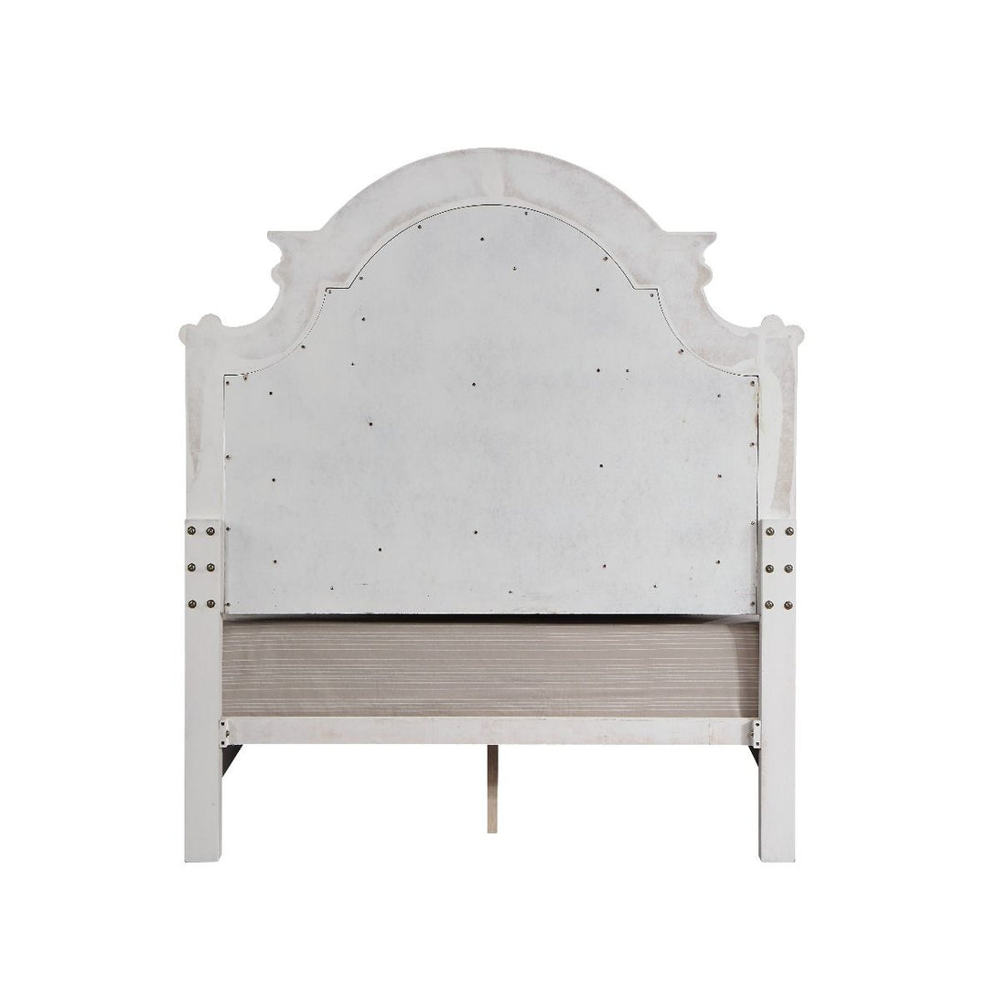 Florian - Eastern King Bed - Gray Fabric & Antique White