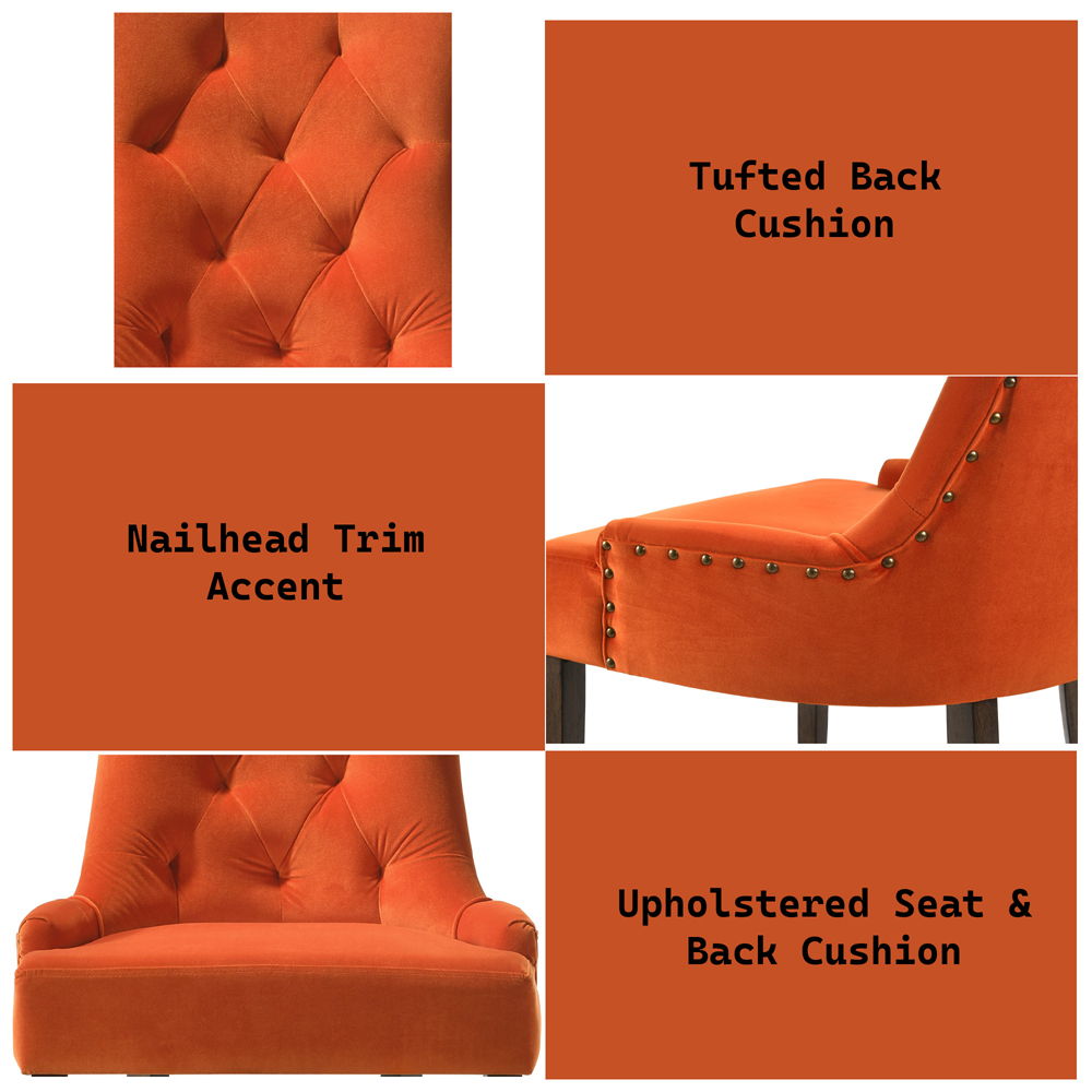 Farren - Side Chair Set of 2) - Orange Velvet & Weathered Oak