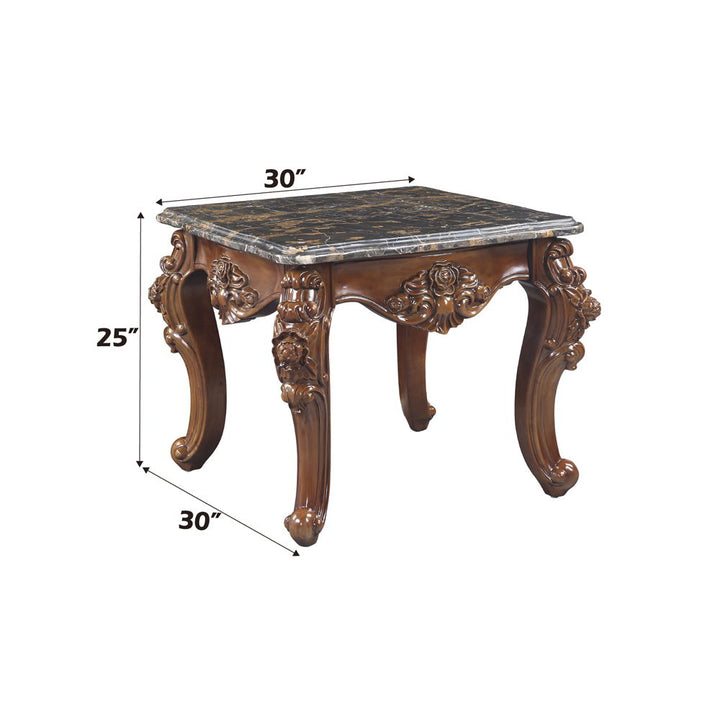 Forsythia - End Table - Marble Top & Walnut