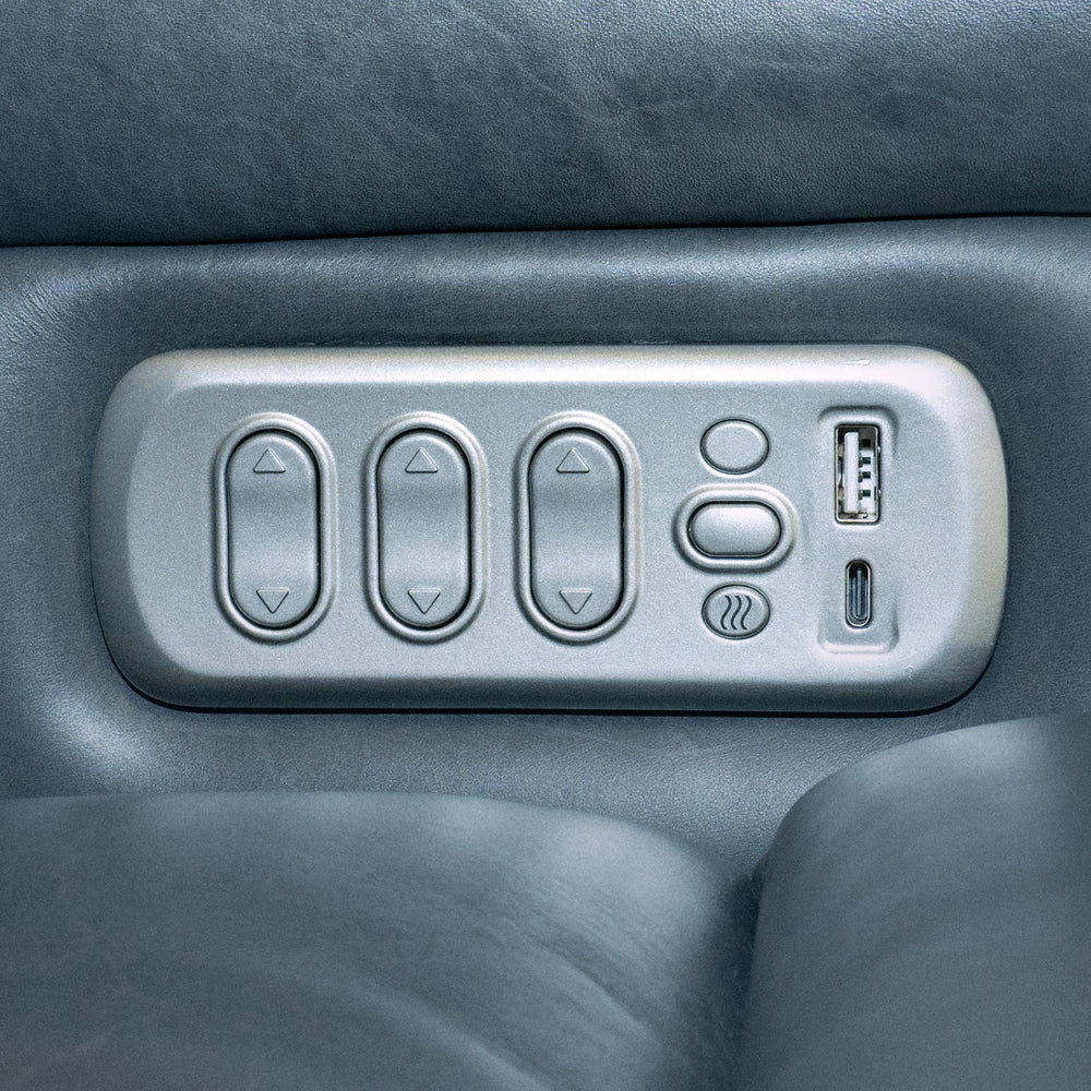 Oasis Leather Power Reclining Sofa with Power Headrests, Lumbar, Heat & Massage in Storm