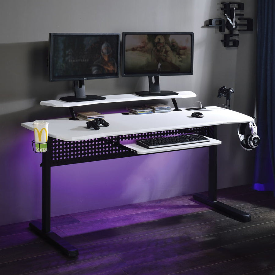 ACME Furniture Vildre Gaming Desk With USB Black & White