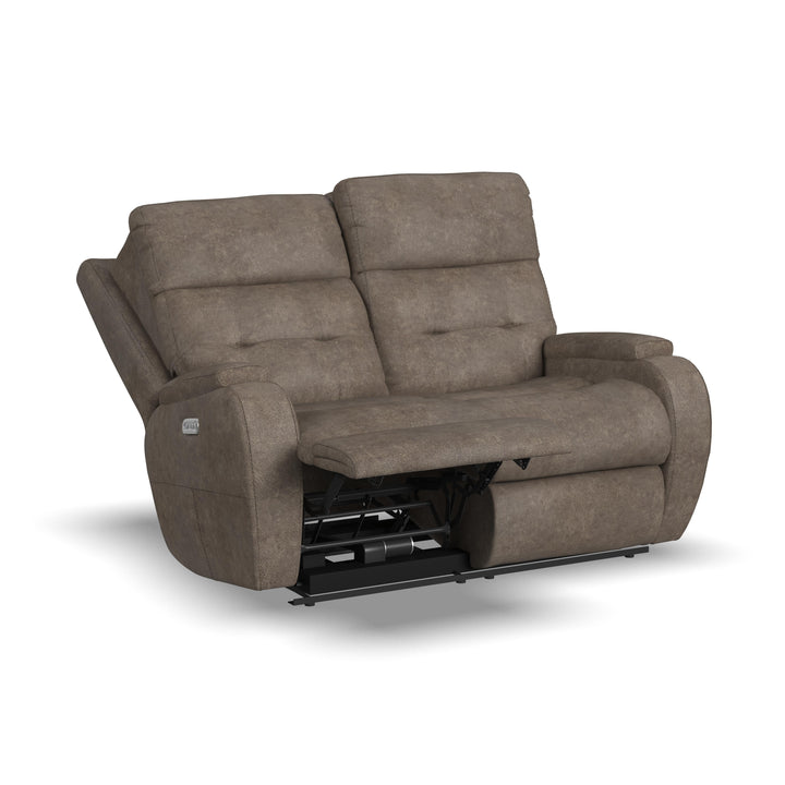 flexsteel-b3906-60h-strait-power-reclining-loveseat-with-power-headrests-dark-brown