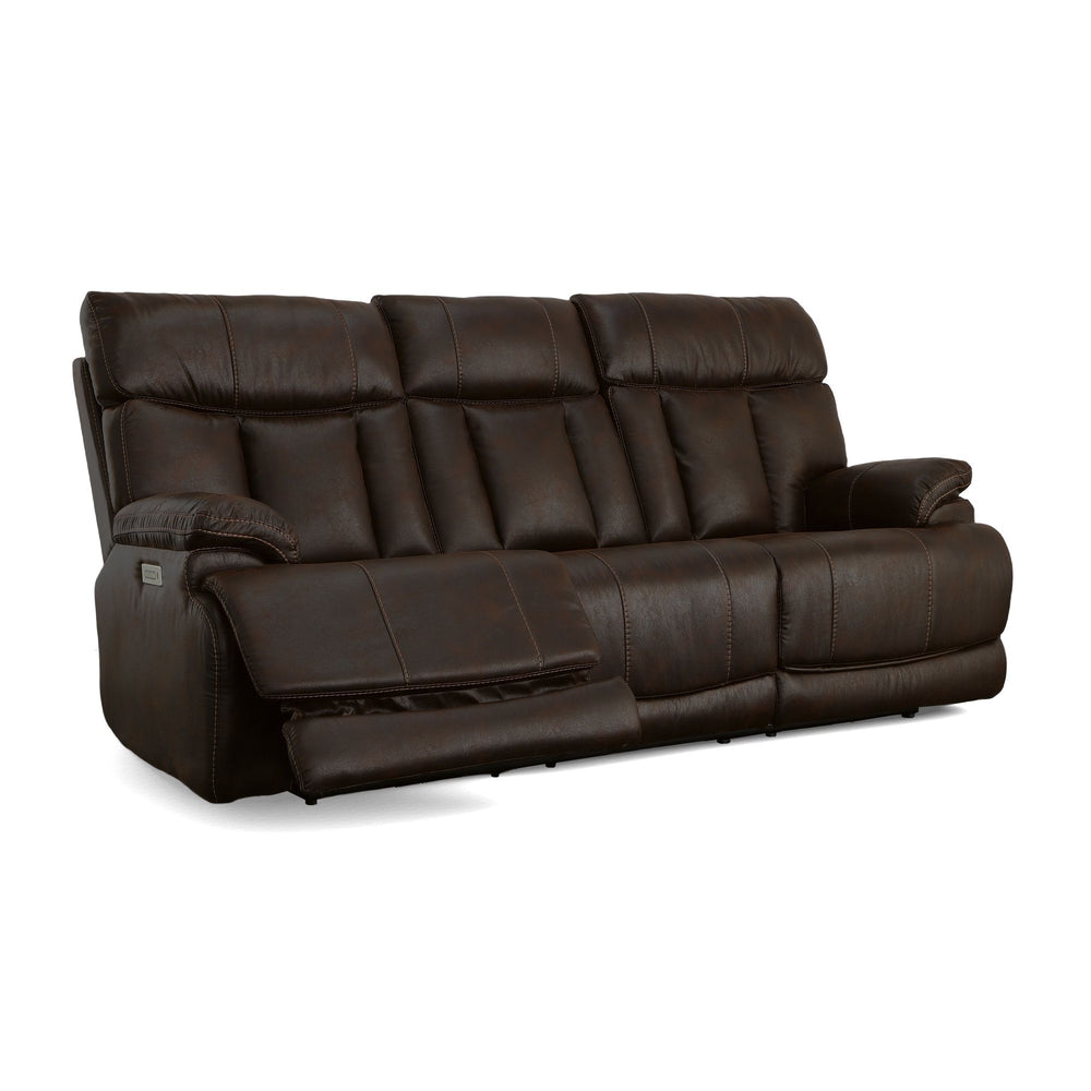 Clive Fabric Power Reclining Sofa with Power Headrests & Lumbar in Clove