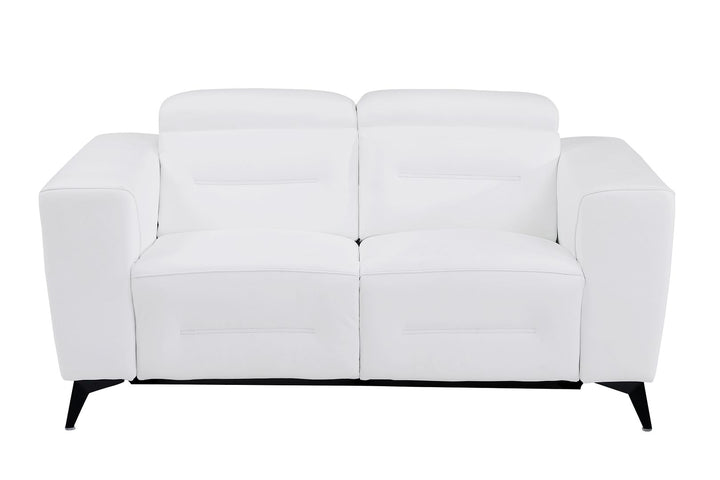DivanItalia 989 Power Reclining 3-Piece Sofa Set with Power Headrest in Top-Grain Italian Leather - White