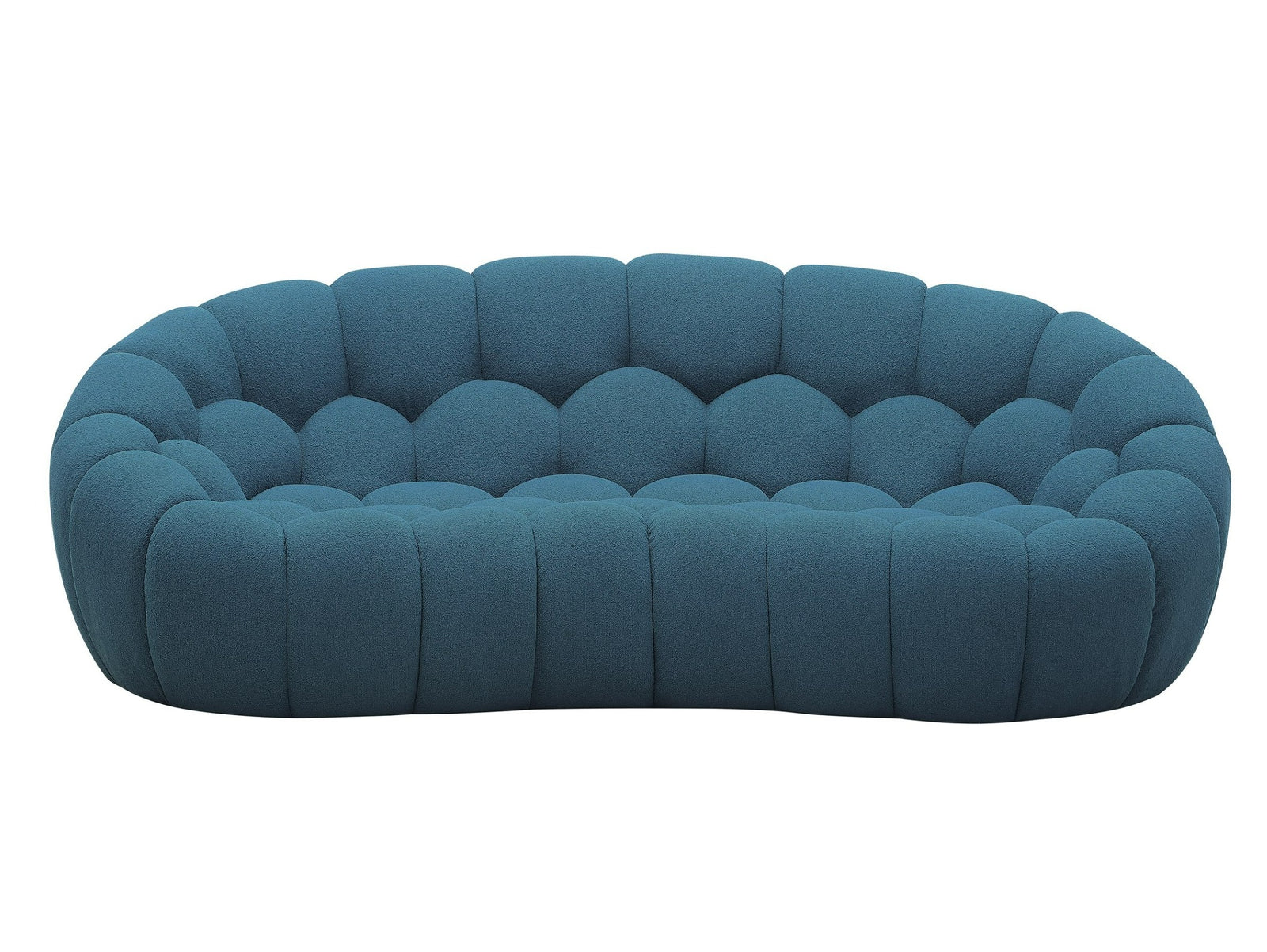 Yolonda - Modern Curved Dark Teal Fabric Loveseat