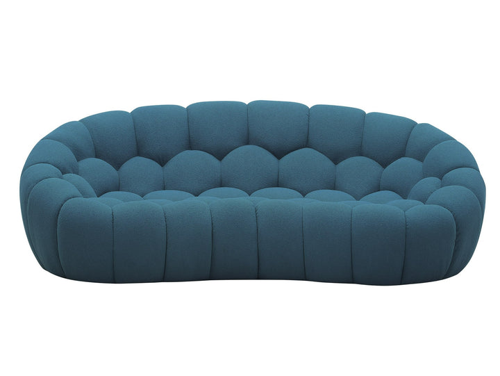 Yolonda - Modern Curved Dark Teal Fabric Loveseat