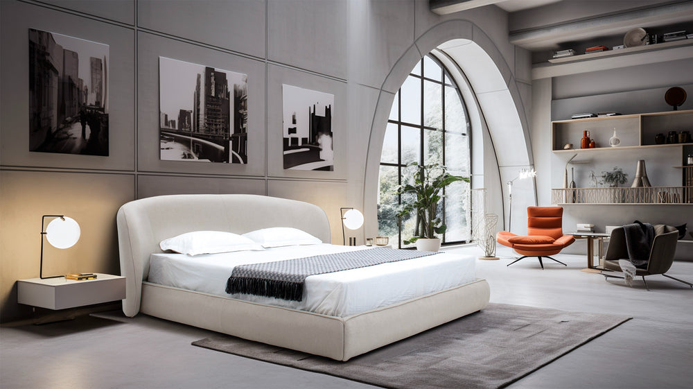 Queen - Modrest Lambert - Modern Beige Fabric Upholstered Bed