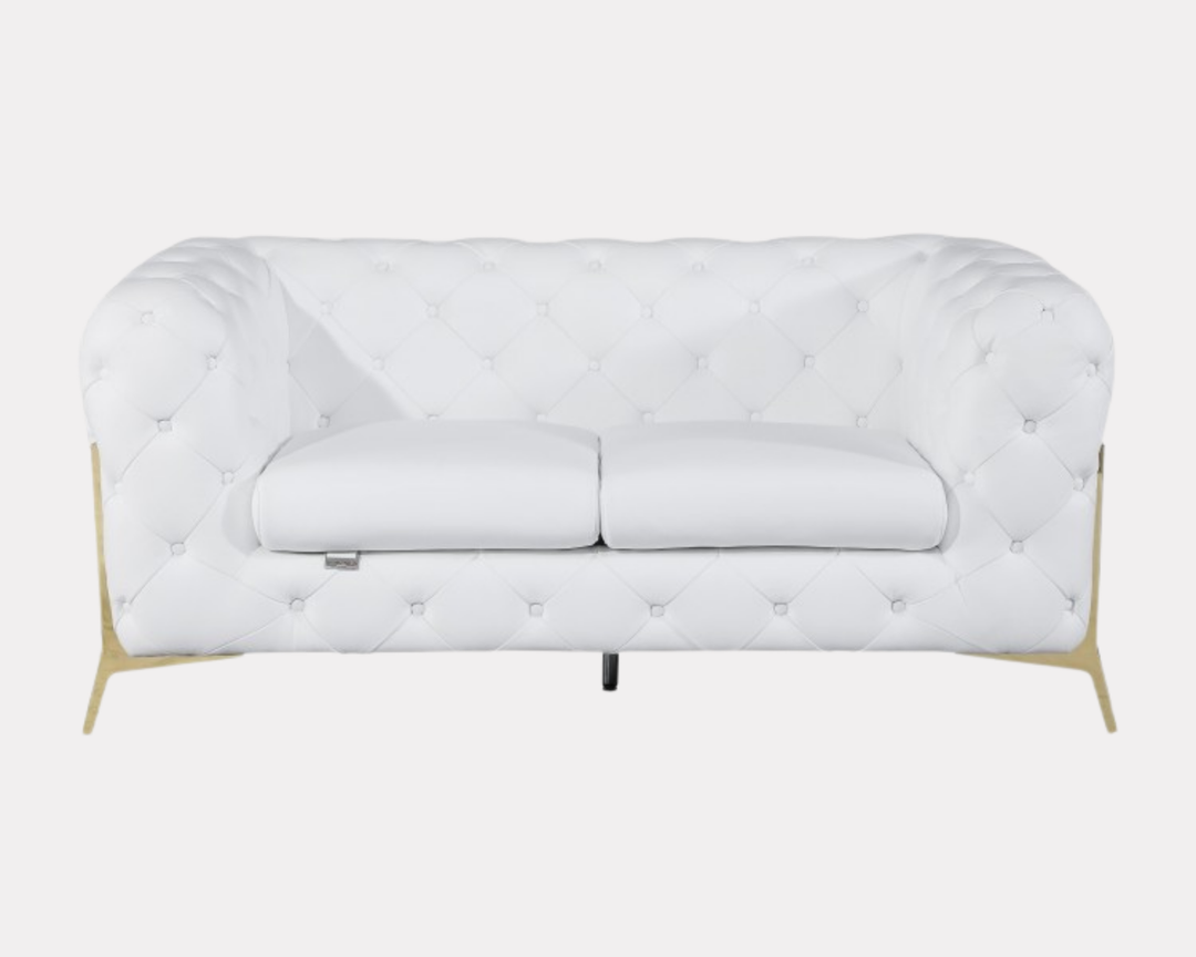 DivanItalia 970 Italian Leather White Loveseat