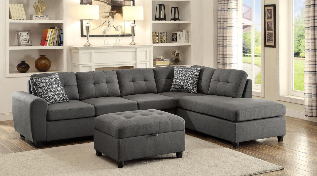 Coaster Furniture 500413 Stonenesse Upholstered Sectional Chaise Sofa Grey