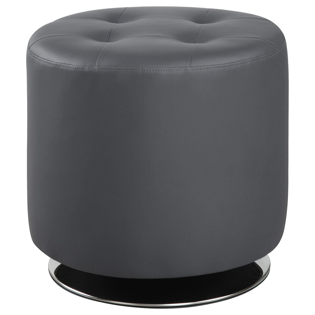 Coaster Furniture 500555 Bowman Round Upholstered Tufted Swivel Ottoman Grey