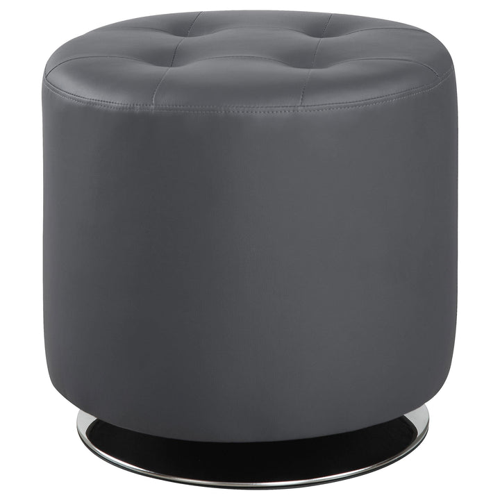 Coaster Furniture 500555 Bowman Round Upholstered Tufted Swivel Ottoman Grey