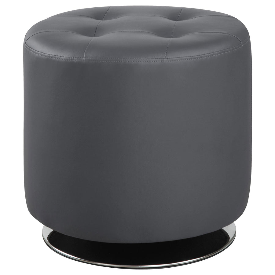 Coaster Furniture 500555 Bowman Round Upholstered Tufted Swivel Ottoman Grey