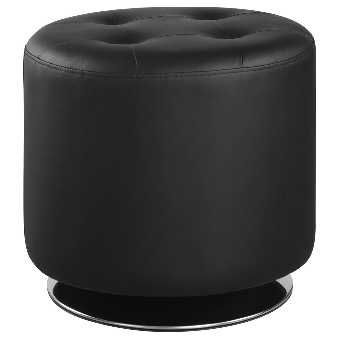 Coaster Furniture 500556 Bowman Round Upholstered Tufted Swivel Ottoman Black