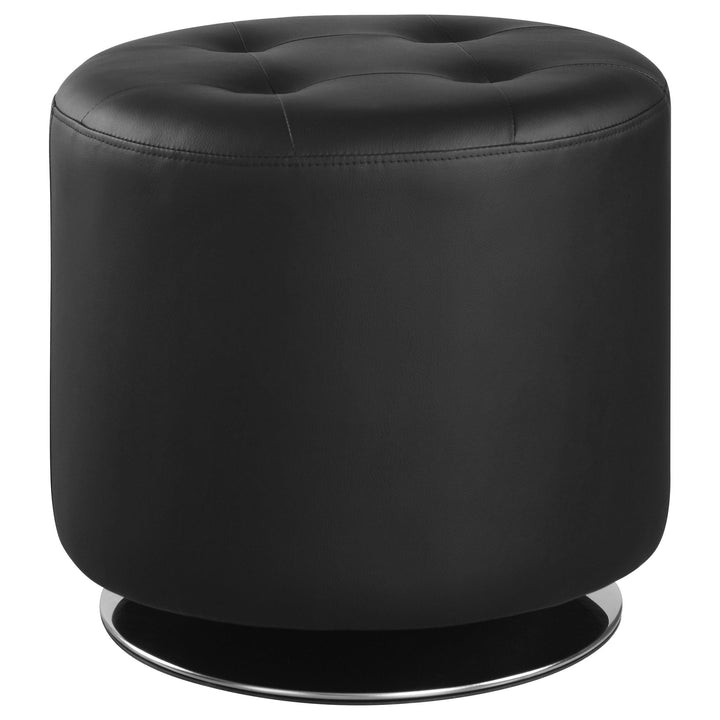 Coaster Furniture 500556 Bowman Round Upholstered Tufted Swivel Ottoman Black