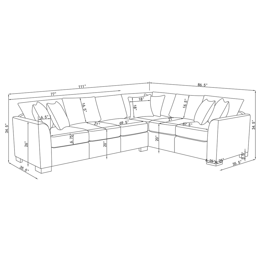 Coaster Furniture 500818 Ashford Chenille Upholstered Sleeper Sectional Sofa Greige