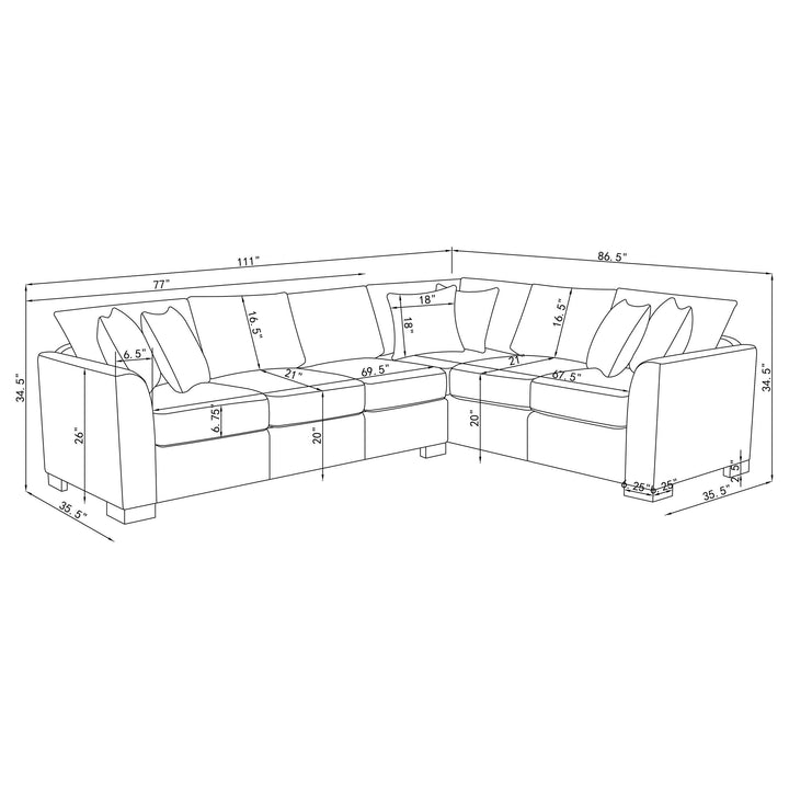 Coaster Furniture 500818 Ashford Chenille Upholstered Sleeper Sectional Sofa Greige