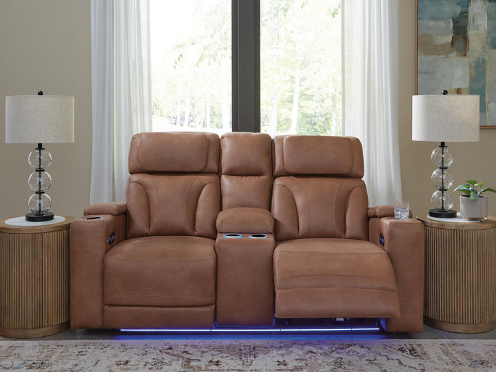 Clean-Slate Power Reclining Loveseat with Console - Dark Brown (2)