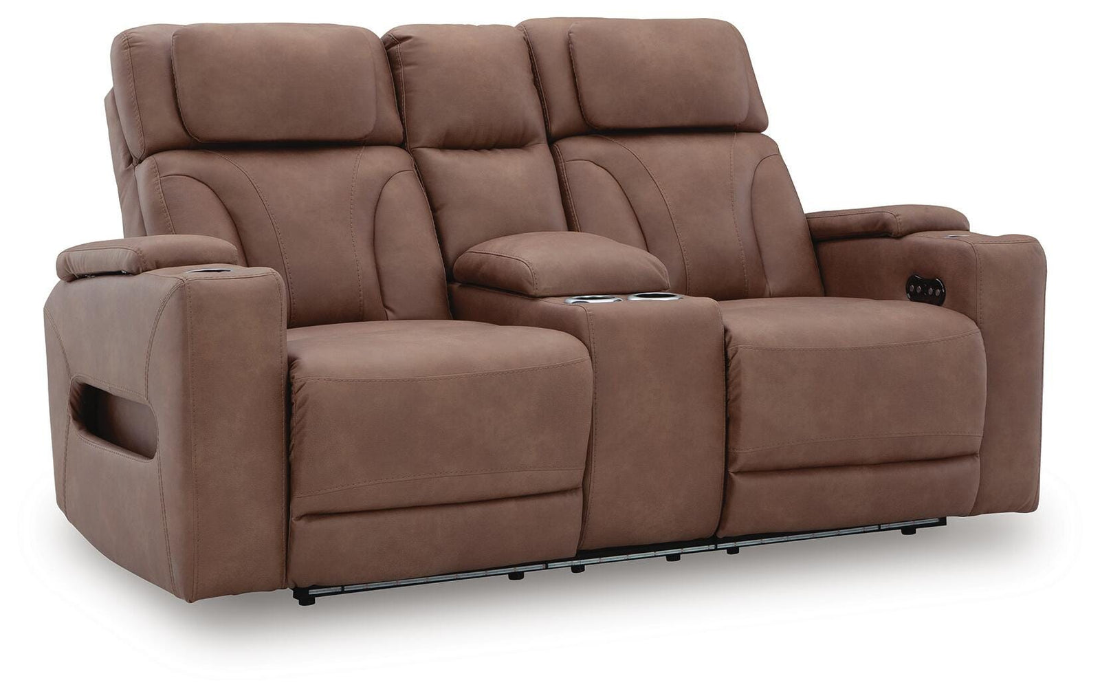 Clean-Slate Power Reclining Loveseat with Console - Dark Brown (1)