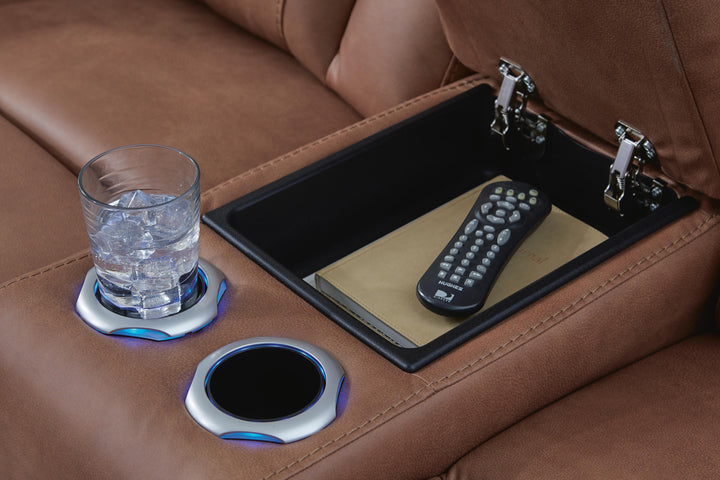 Clean-Slate Power Reclining Loveseat with Console - Dark Brown (8)