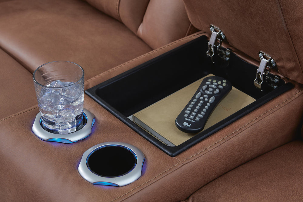 Clean-Slate Power Reclining Loveseat with Console - Dark Brown (8)