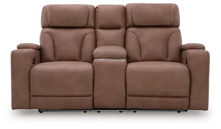Clean-Slate Power Reclining Loveseat with Console - Dark Brown (4)