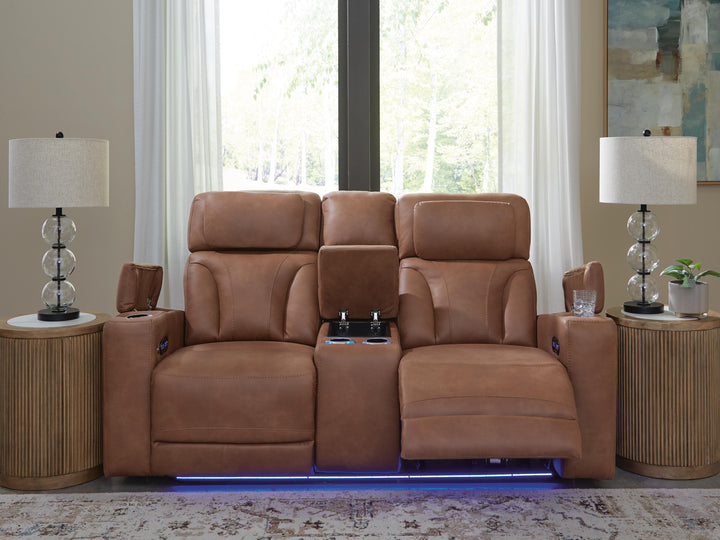 Clean-Slate Power Reclining Loveseat with Console - Dark Brown (7)