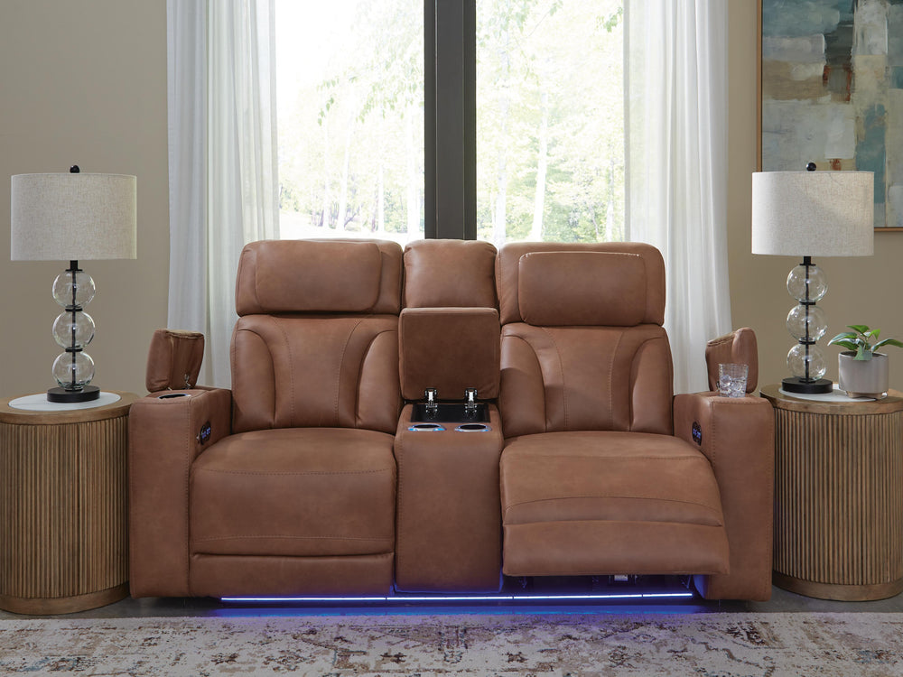 Clean-Slate Power Reclining Loveseat with Console - Dark Brown (7)