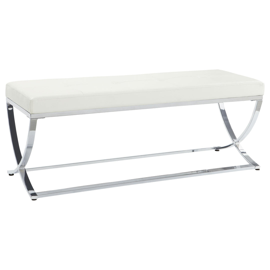Coaster Furniture 501157 Walton Leatherette Upholstered Tufted Accent Bench White