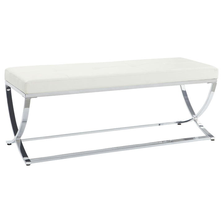 Coaster Furniture 501157 Walton Leatherette Upholstered Tufted Accent Bench White