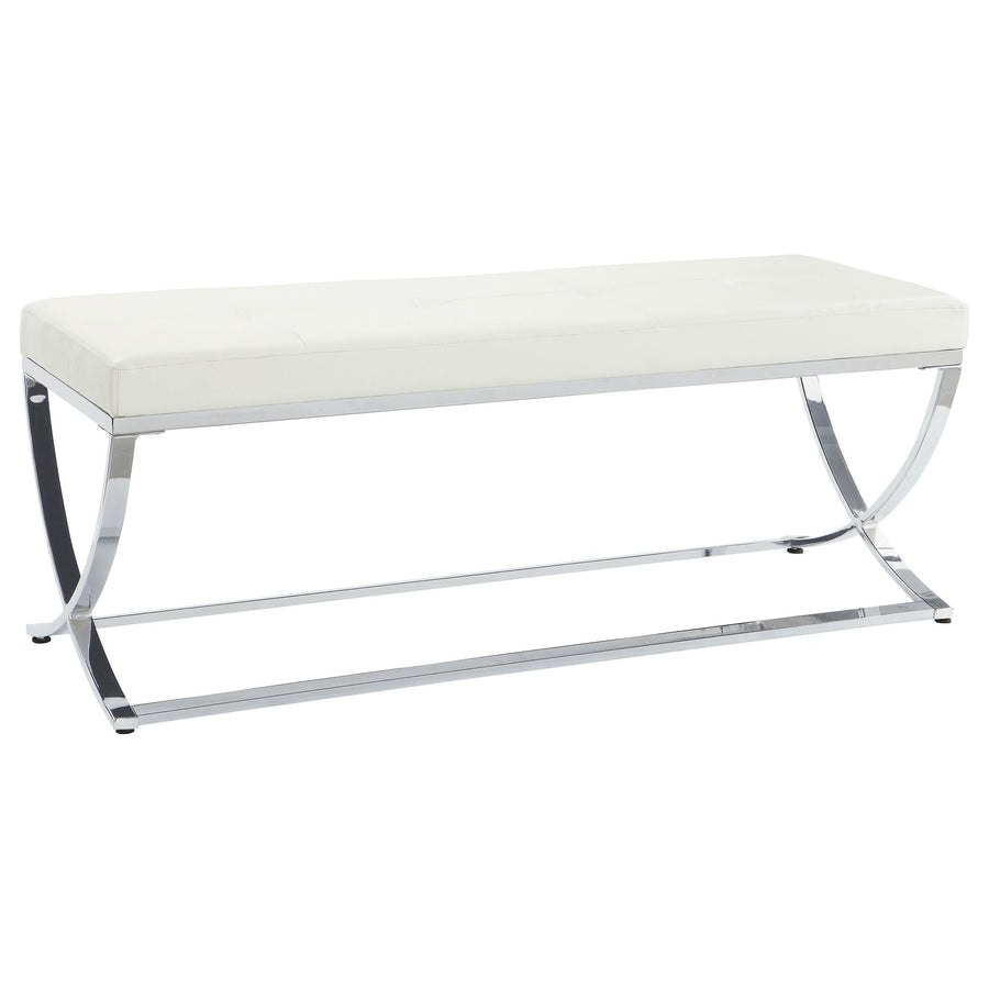 Coaster Furniture 501157 Walton Leatherette Upholstered Tufted Accent Bench White