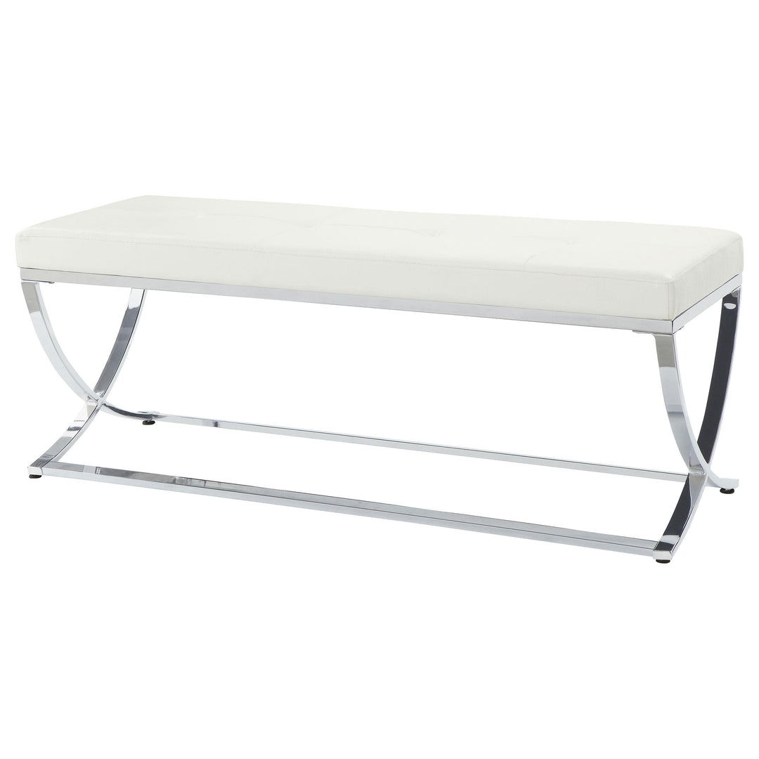 Coaster Furniture 501157 Walton Leatherette Upholstered Tufted Accent Bench White