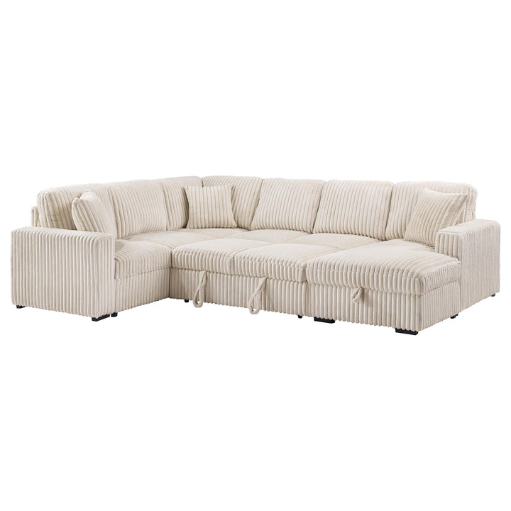 Coaster Furniture 501205 Devonshire Sleeper Sectional Sofa Storage Chaise Camel