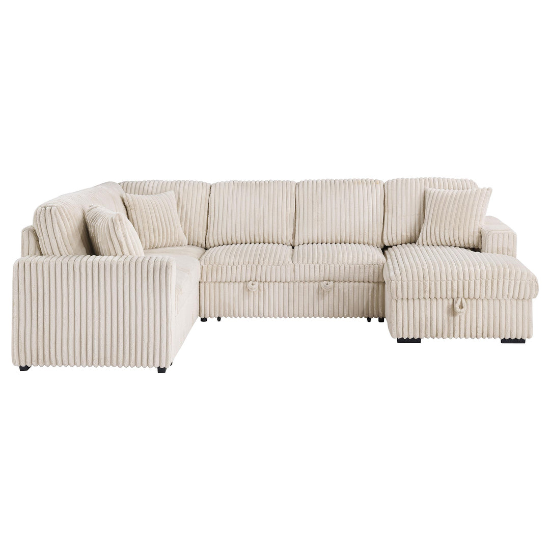 Coaster Furniture 501205 Devonshire Sleeper Sectional Sofa Storage Chaise Camel