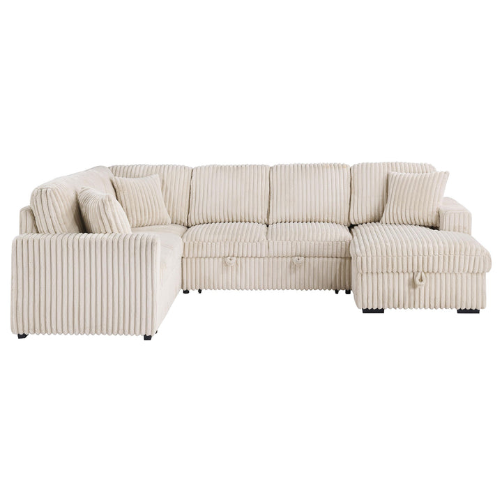 Coaster Furniture 501205 Devonshire Sleeper Sectional Sofa Storage Chaise Camel